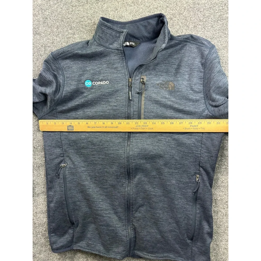 The North Face Full Zip Jacket Mens Large Blue Fleece Logo Patch Heathered